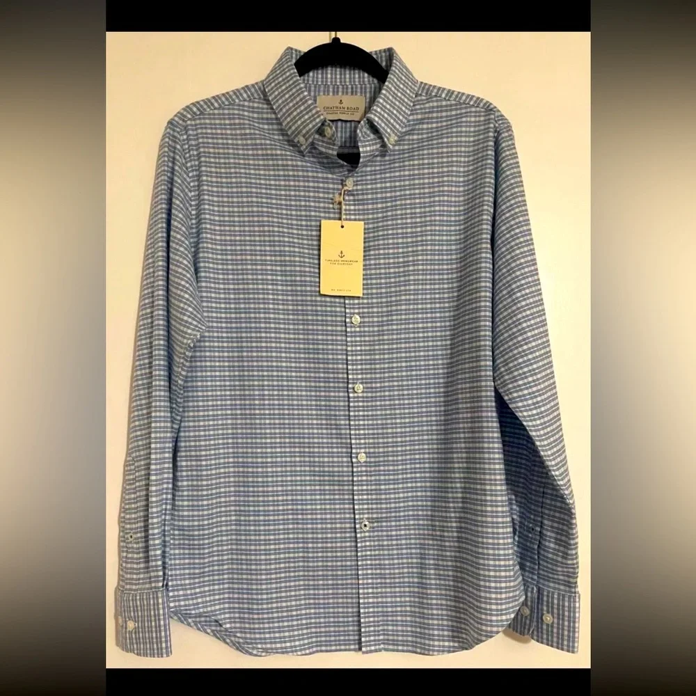 Catham Road Collared Shirt NWT Button-Down Checkerboard Long Sleeve MEN'S SMALL - Picture 1 of 14